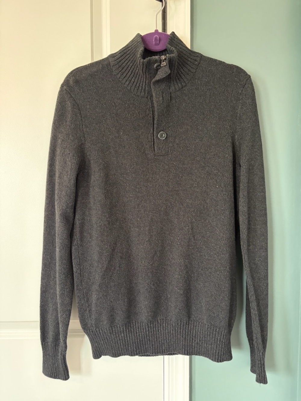 American Eagle Outfitters Charcoal Gray Half-Zip Mock Neck Sweater